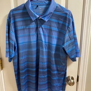 adidas Men's Striped Blue Polo Shirt